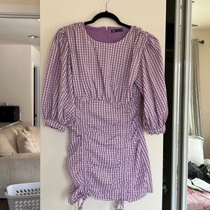 Zara Purple Gingham Mini Dress